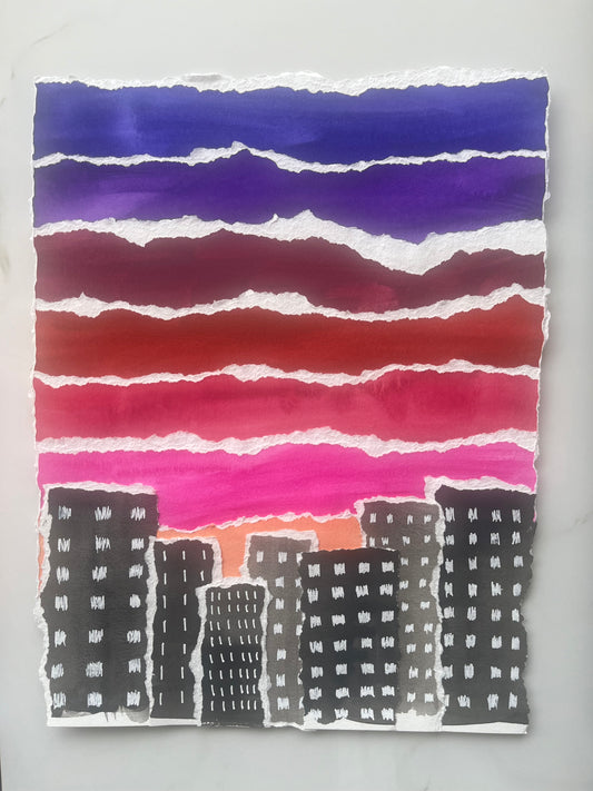 Sunset Cityscape Collage