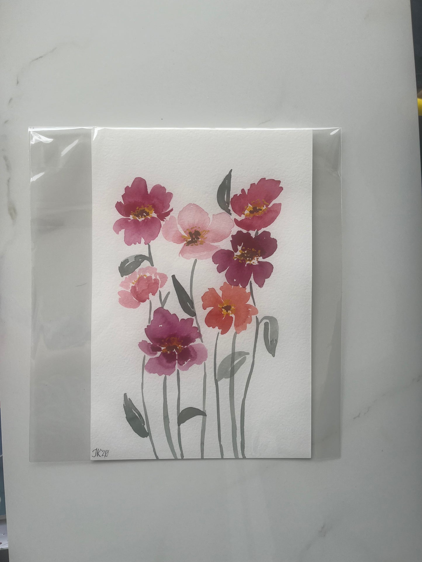 Harmony in Bloom: Mixed Pink Flower Watercolor Painting