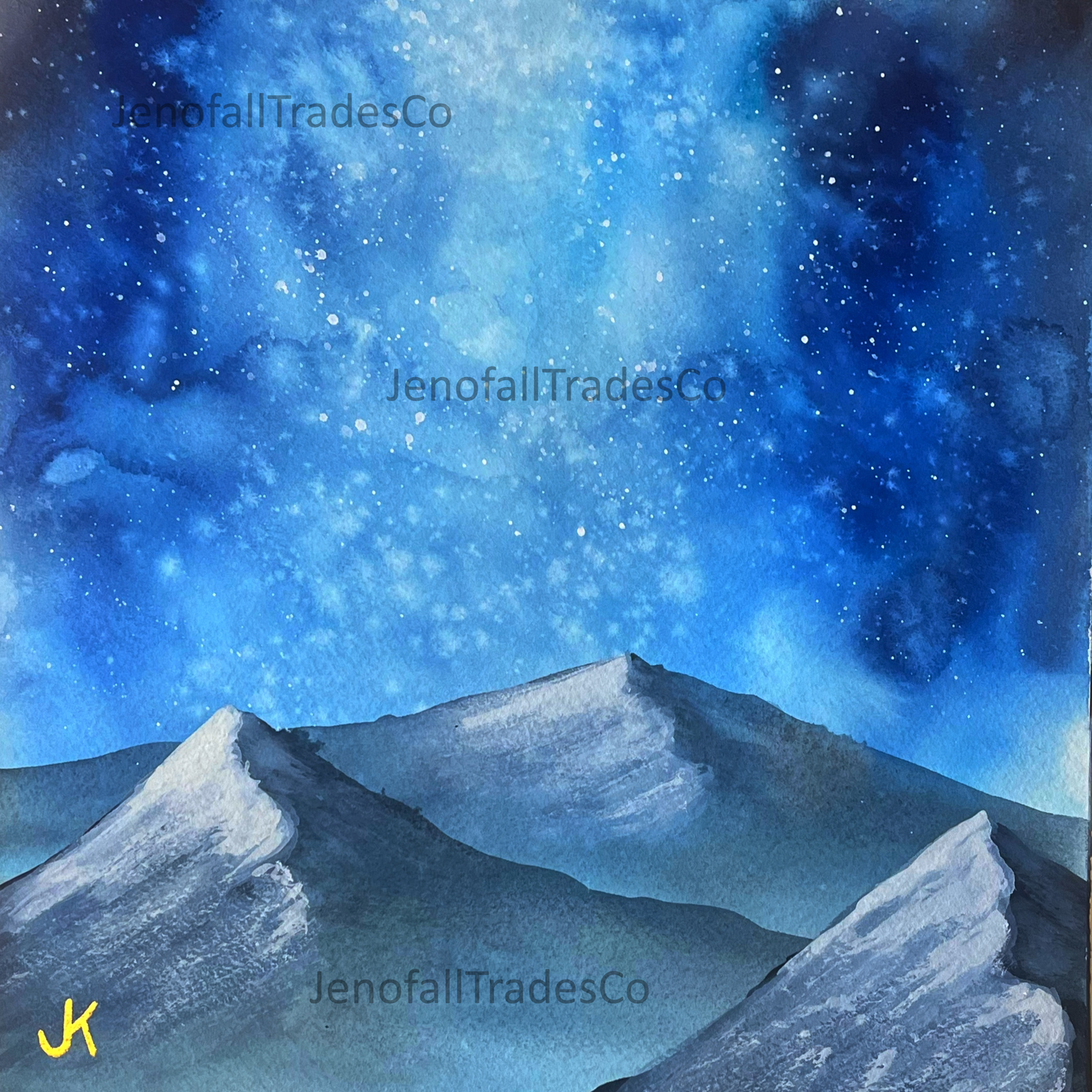 Deep Blue Night Sky Mountain Range