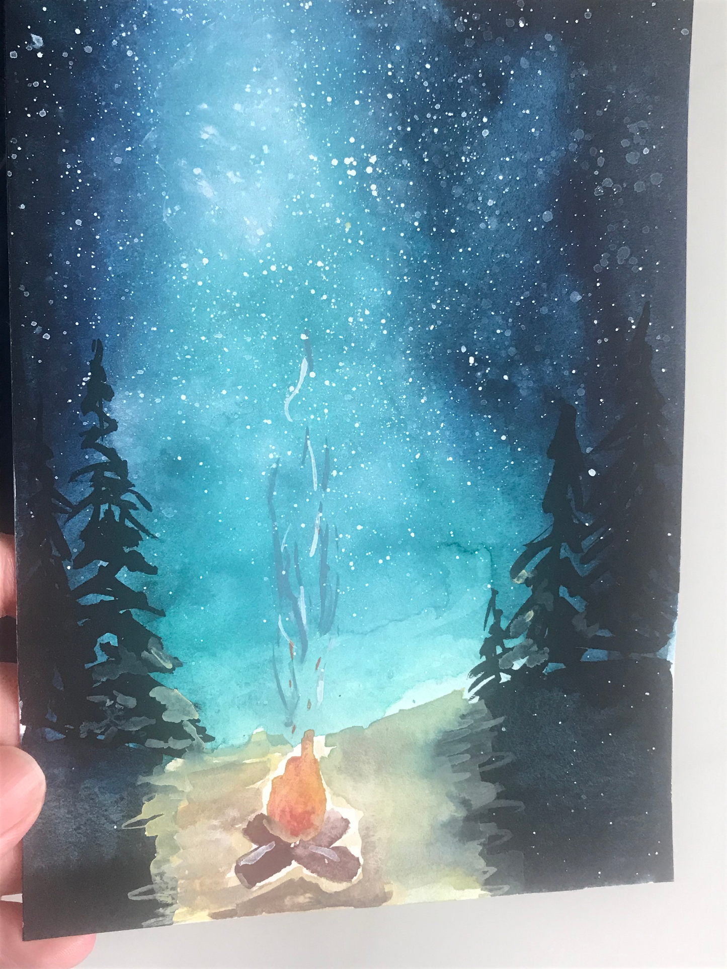 Campfire Under Night Sky