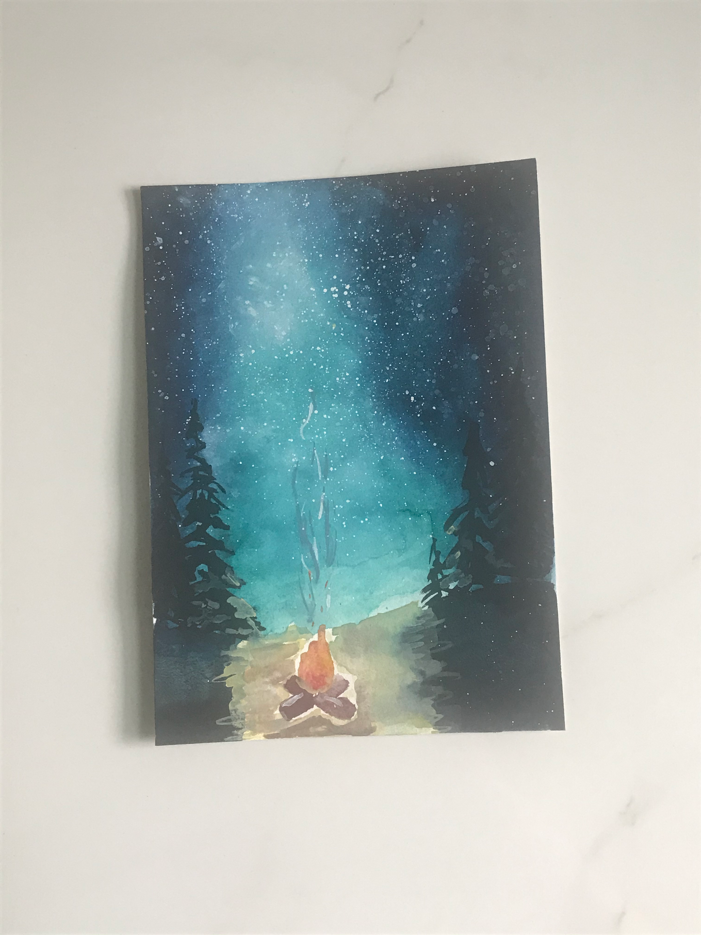 Campfire Under Night Sky