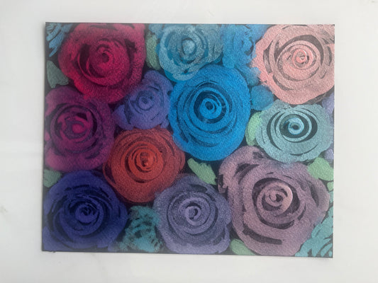 Shimmery Blumes: Original Watercolor Painting on Black Paper